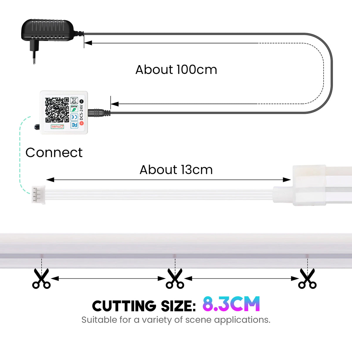 Tira de luces LED neón RGB premium con sincronización musical