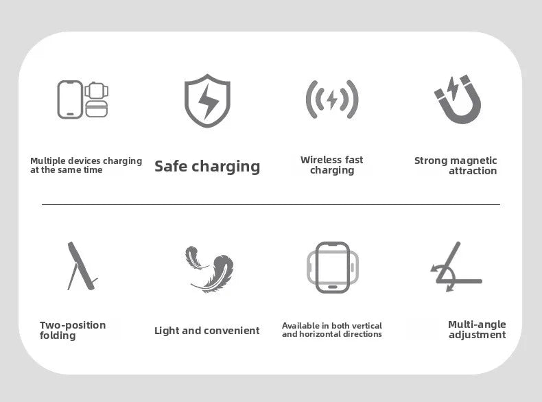 Premium Qi2 3 in 1 Foldable Magnetic Wireless Charger Stand
