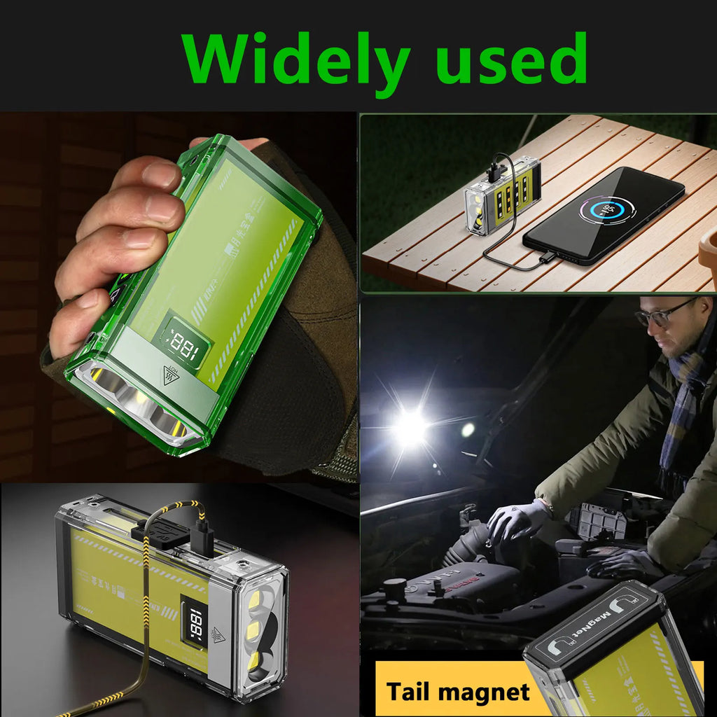 Premium Rechargeable Flashlight with Power Bank for Camping
