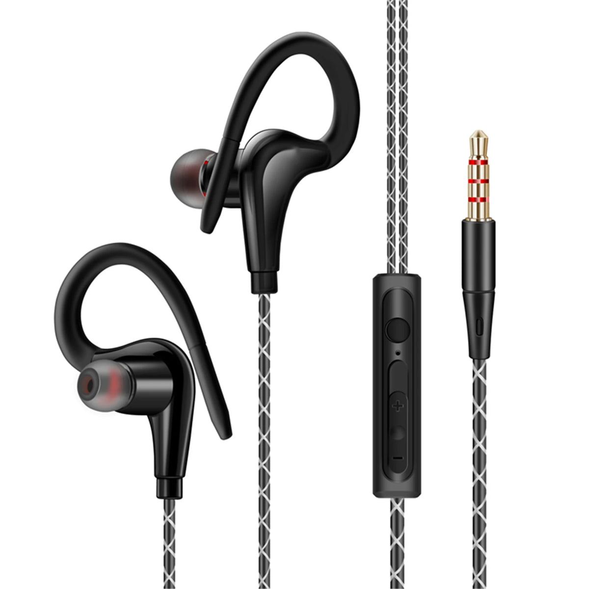 Auriculares deportivos premium con cable y ganchos para la oreja