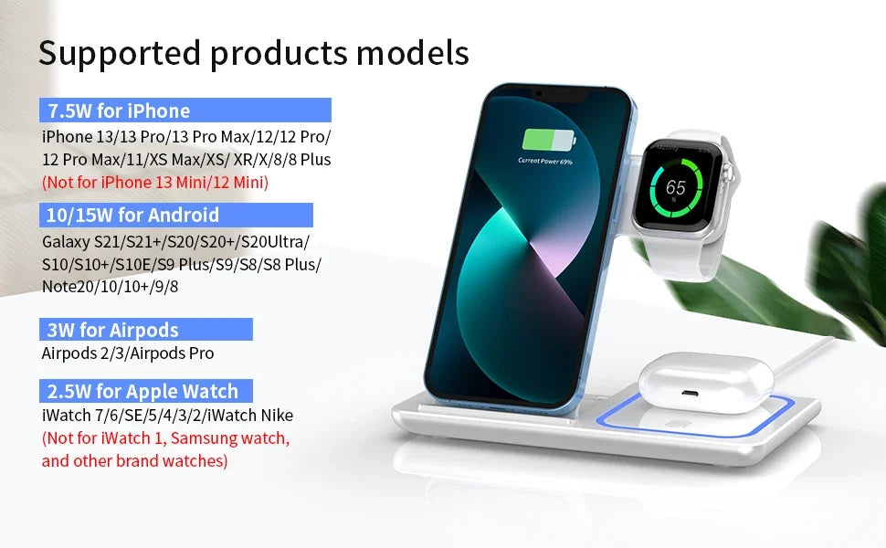 Premium 3 in 1 Foldable Wireless Travel Charger Stand