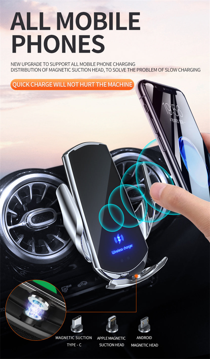 Cargador inalámbrico para coche con sensor inteligente premium