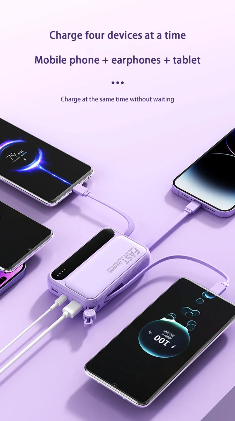 Premium Power Bank with 4 in 1 Cables & Digital Display