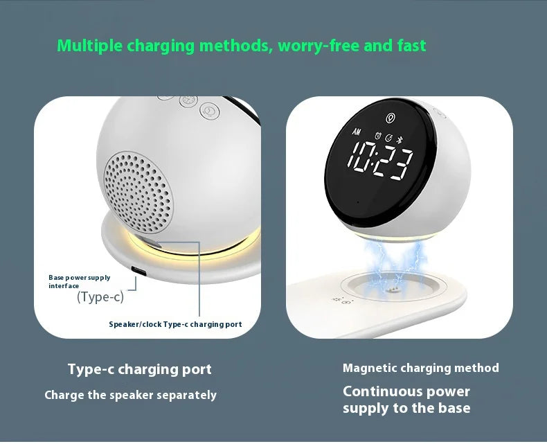 Premium Wireless Charging Alarm Clock with Night Light