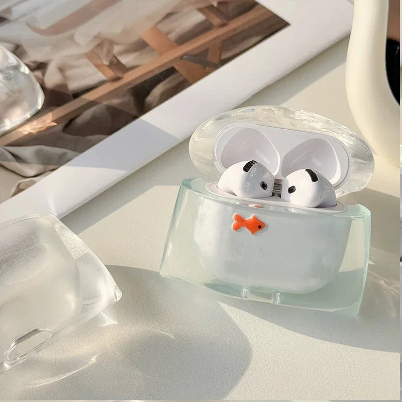 Premium Liquid Cute Fish Silicone Earbuds Case