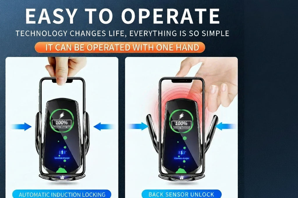 Cargador inalámbrico para coche con sensor inteligente premium