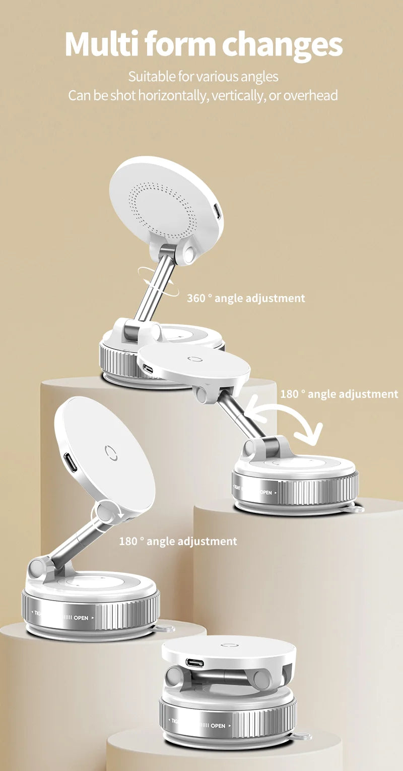 Cargador inalámbrico magnético MagSafe premium con soporte de succión al vacío