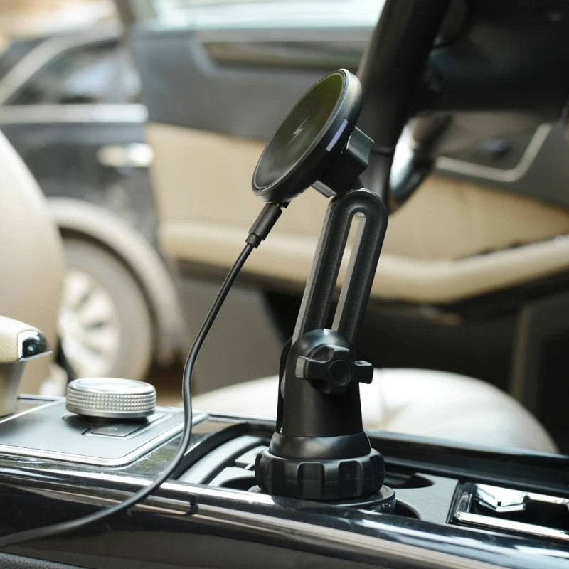 Premium MagSafe Wireless Car Charger Cup Holder Mount