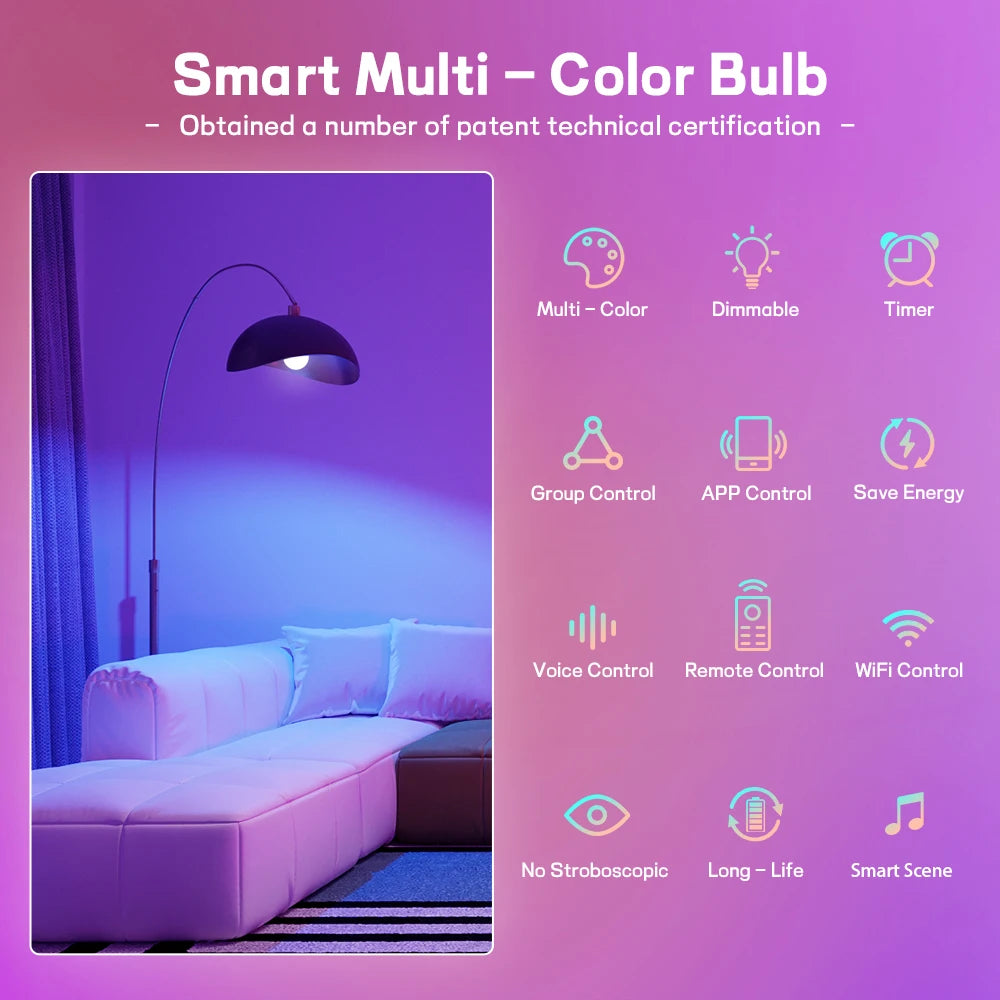 Bombilla LED RGB inteligente premium con sincronización de música