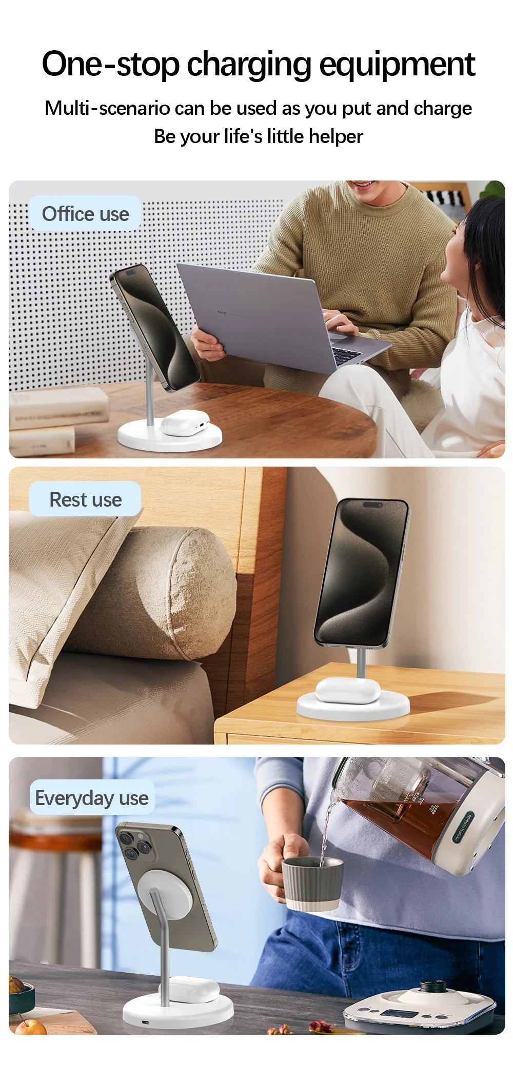 Premium 2 in 1 Magnetic Wireless Charging Stand