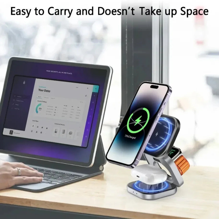 Premium 3-in-1 Foldable Magnetic Wireless Charger