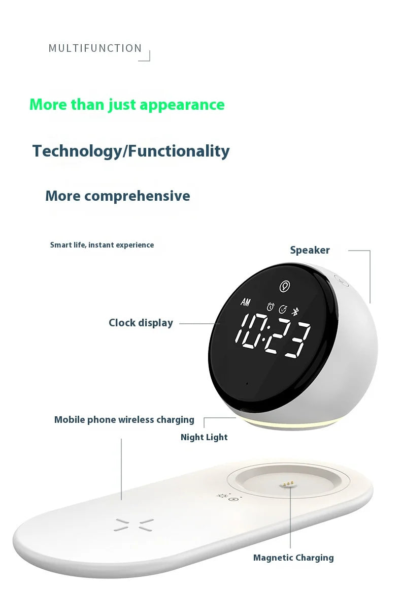 Premium Wireless Charging Alarm Clock with Night Light