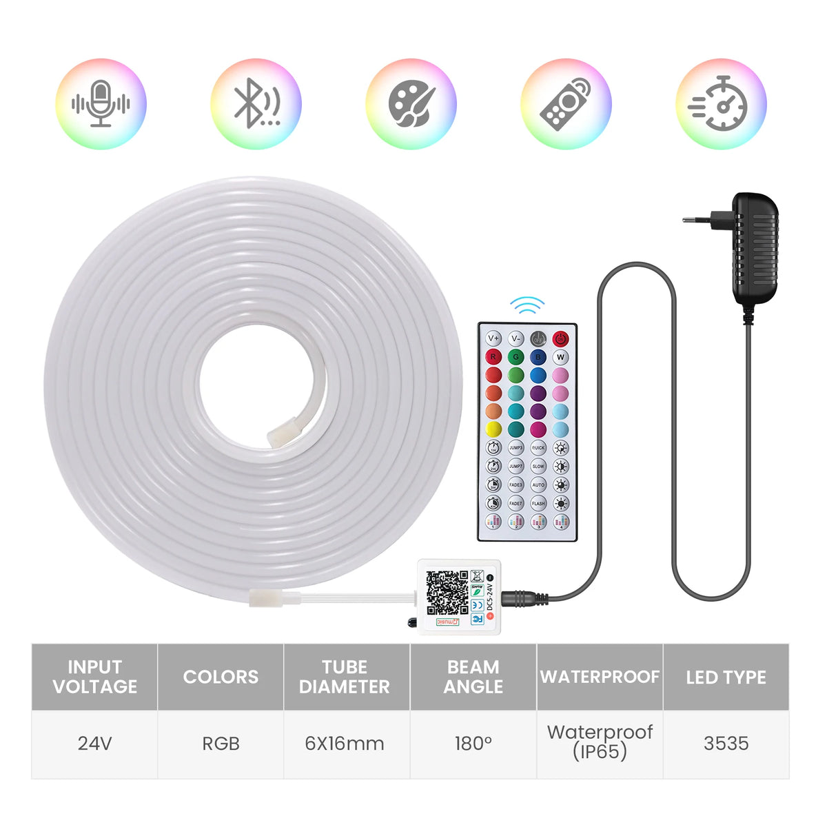 Tira de luces LED neón RGB premium con sincronización musical