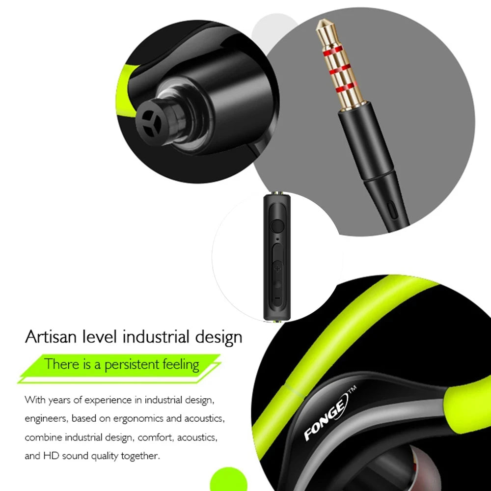 Auriculares deportivos premium con cable y ganchos para la oreja