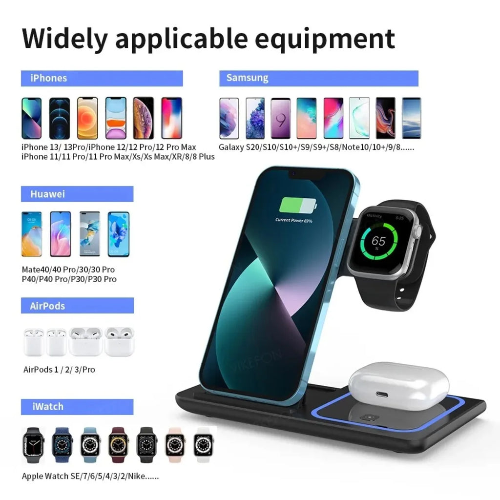 Premium 3 in 1 Foldable Wireless Travel Charger Stand