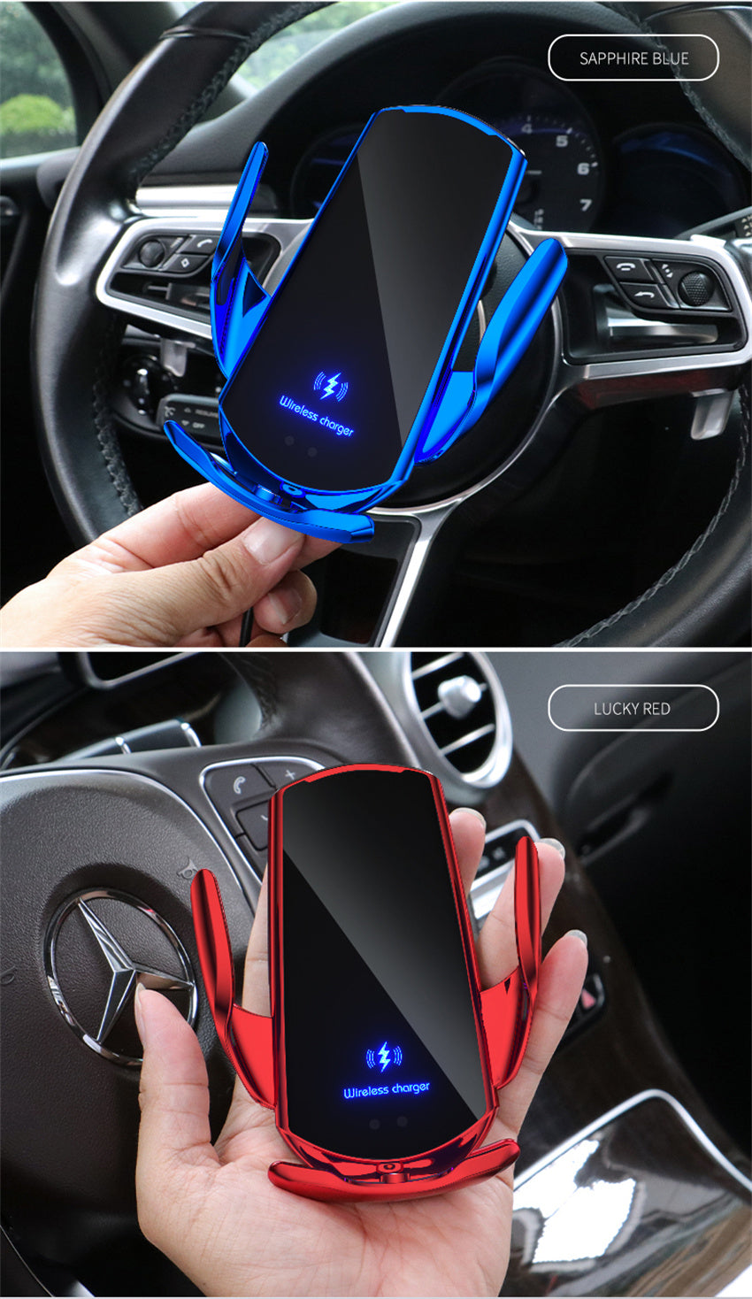 Cargador inalámbrico para coche con sensor inteligente premium