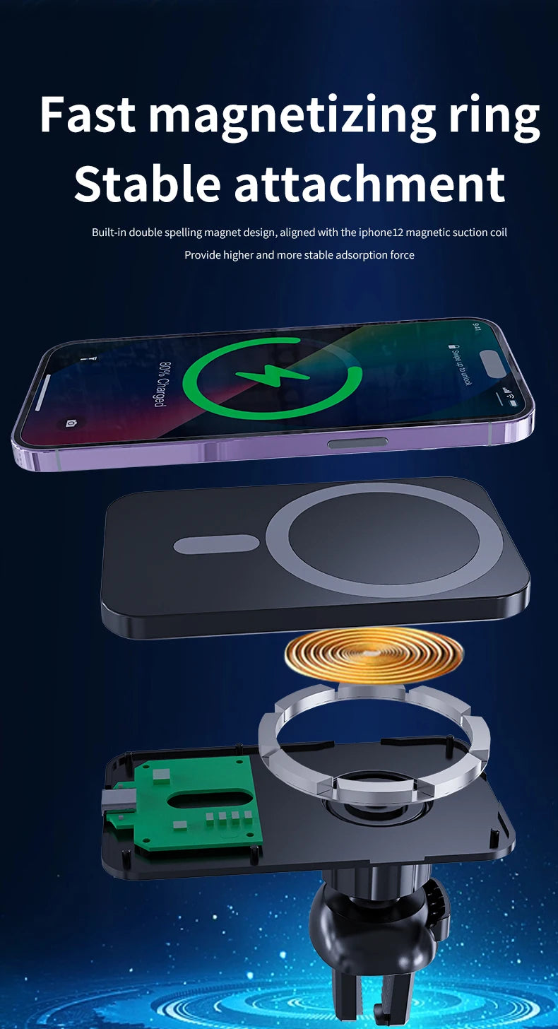 Premium MageSafe Magnetic Wireless Car Charger mount