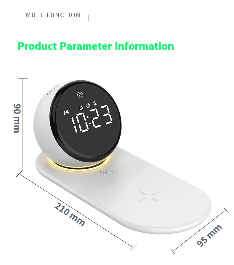 Premium Wireless Charging Alarm Clock with Night Light