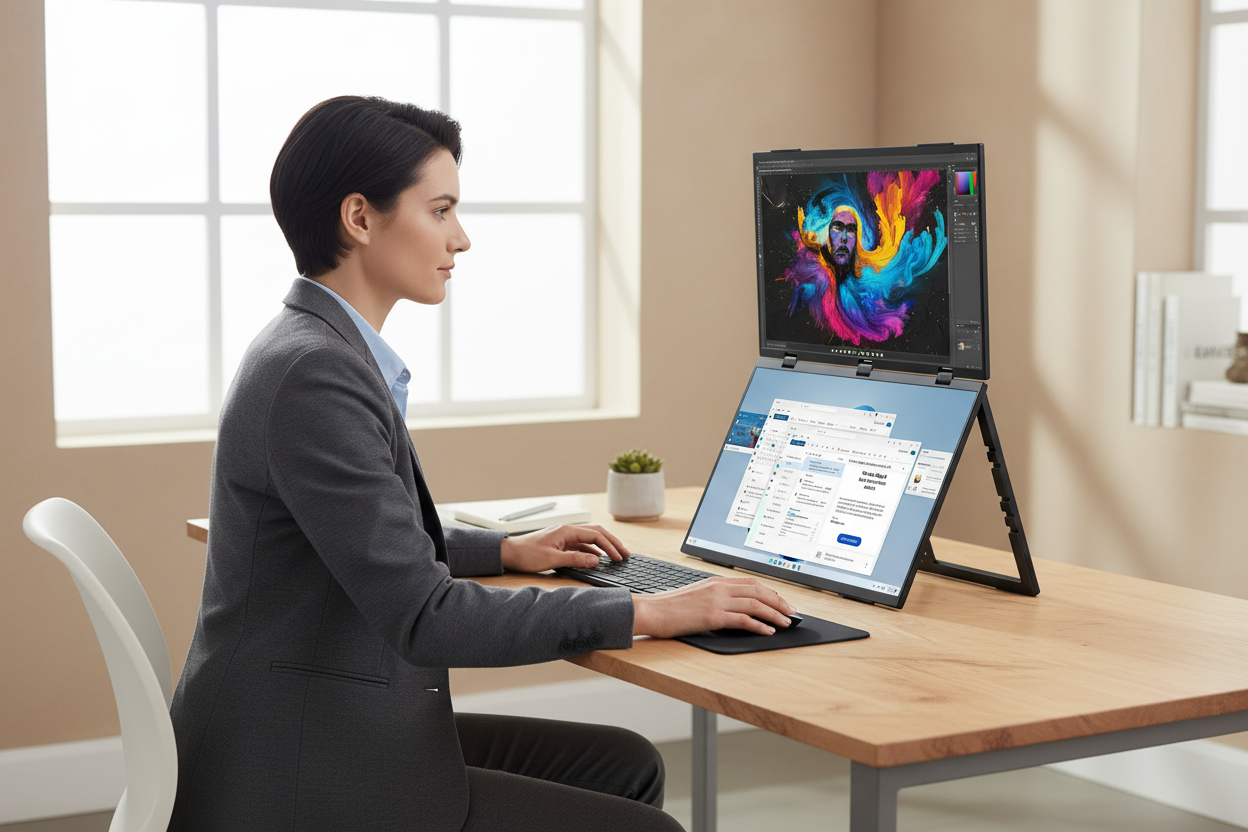 Hyper-Realistic Person Using Dual Monitor