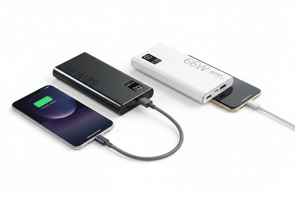 Premium 66W Power Bank - White & Black