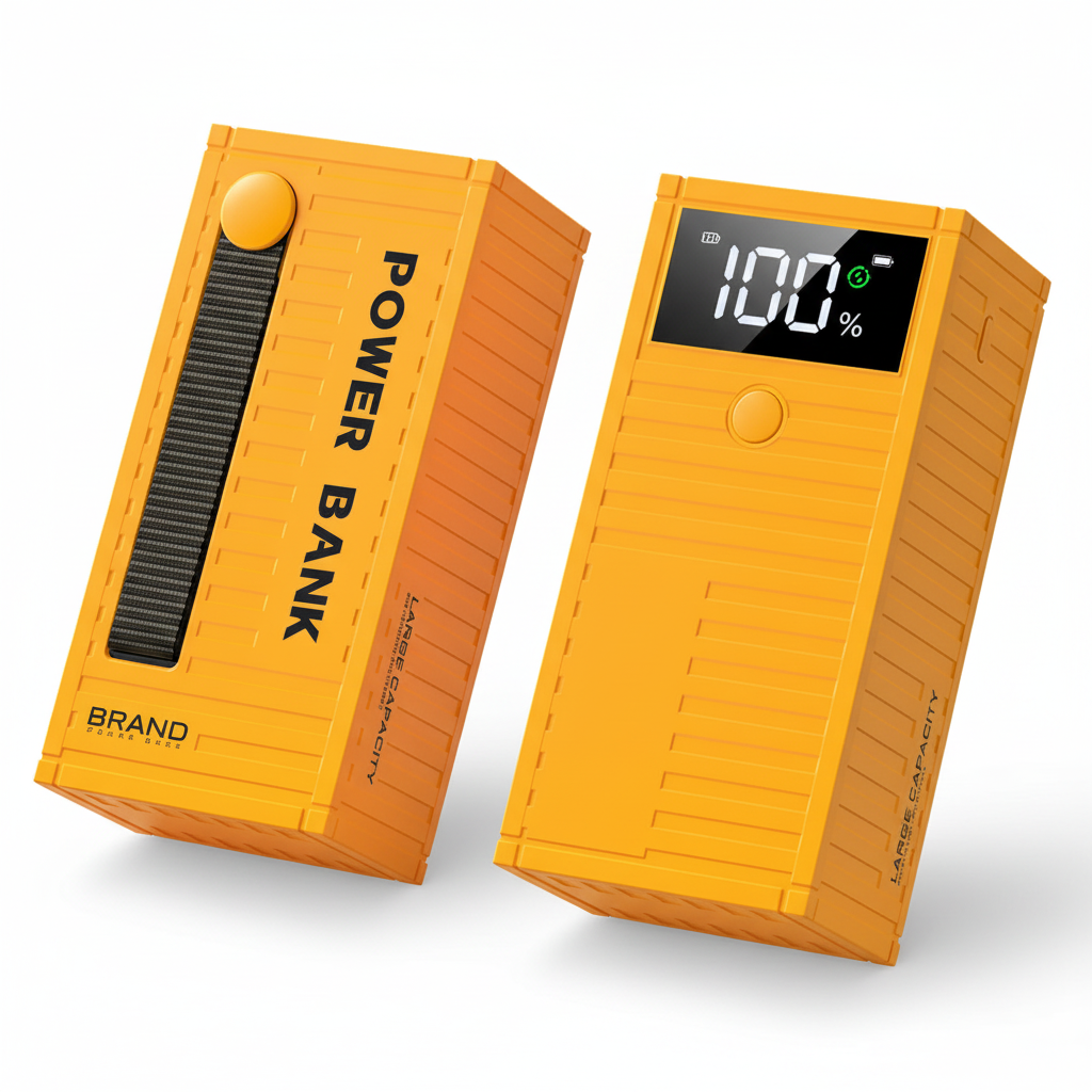 Premium Yellow Power Bank - White Background