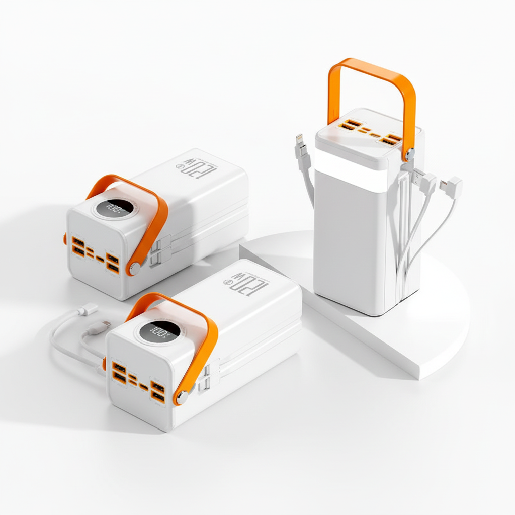 Professional 120W Power Bank - White Background Ready to Use