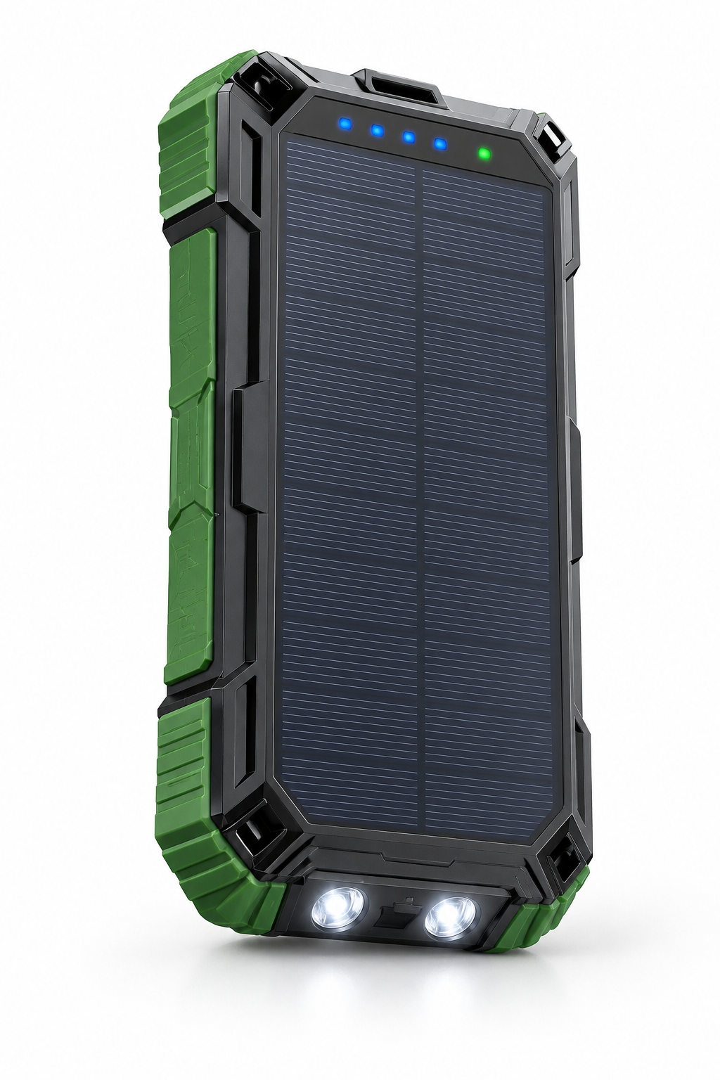 Cargador solar premium con 4 cables integrados y carga rápida para camping