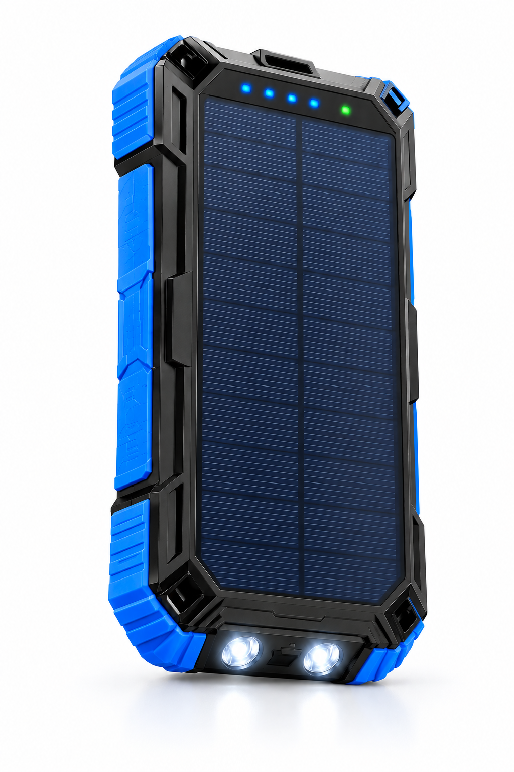 Cargador solar premium con 4 cables integrados y carga rápida para camping