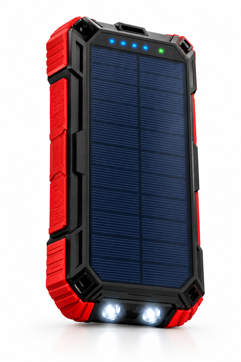 Cargador solar premium con 4 cables integrados y carga rápida para camping