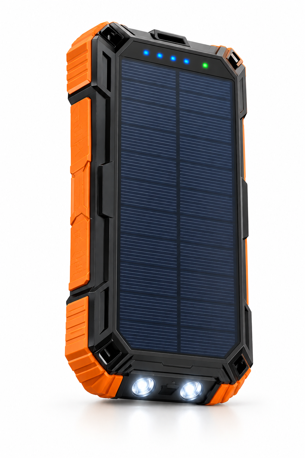 Cargador solar premium con 4 cables integrados y carga rápida para camping